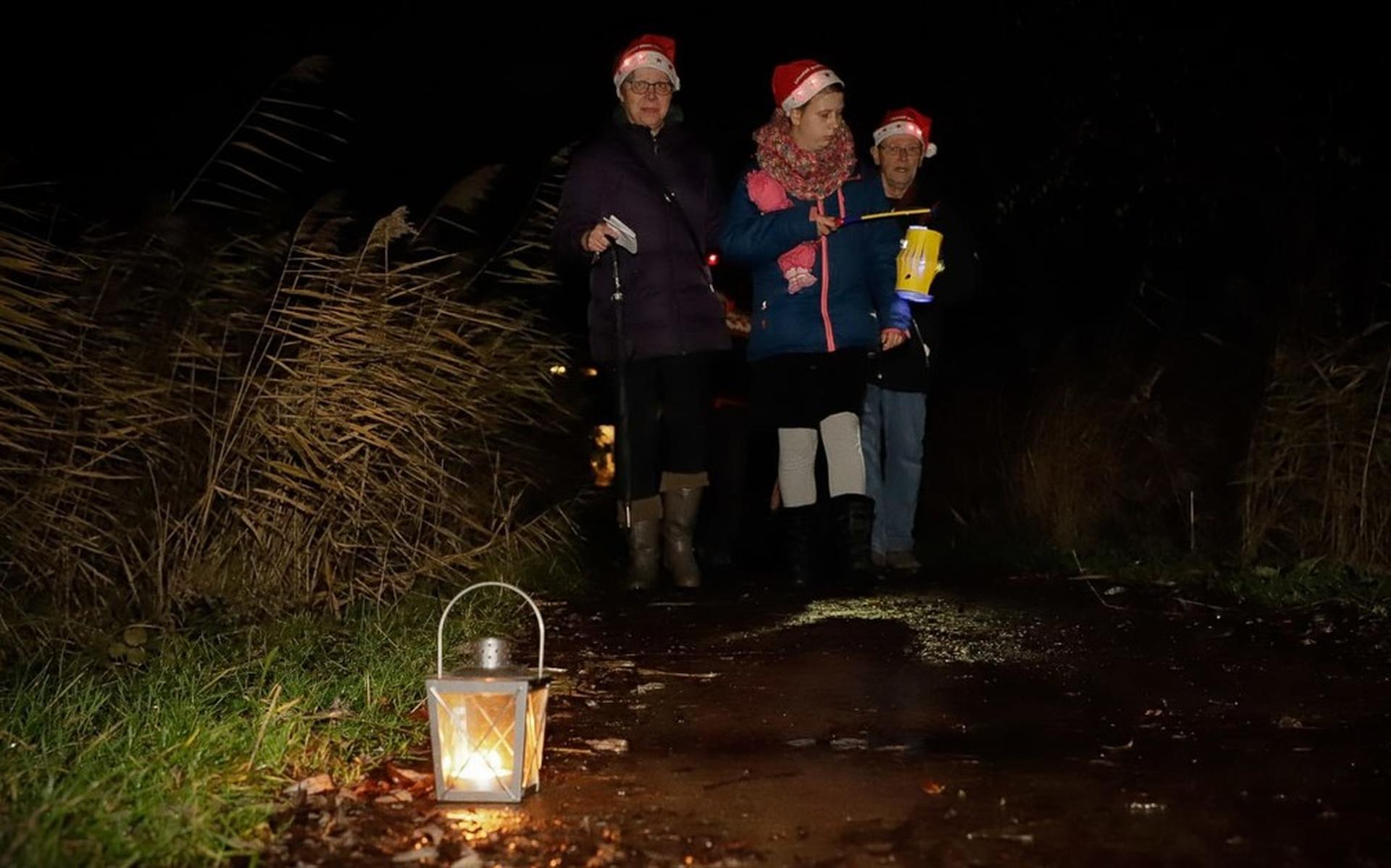 Lichtjeswandeling na zonsondergang in het Oostvaardersveld